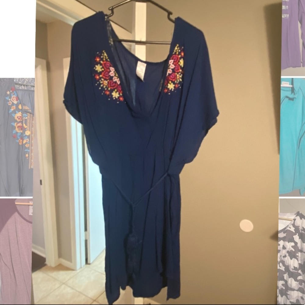 Embroidered swim suit cover up dress